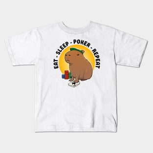 Eat Sleep Poker Repeat Capybara Kids T-Shirt